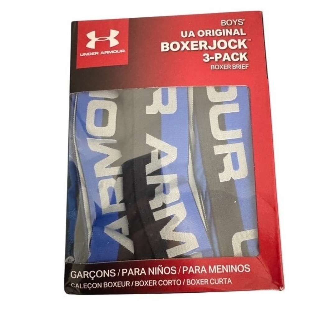 Under Armour Boys Ultra Blue Boxer Briefs Boxerjock 3-Pack Youth Large NEW